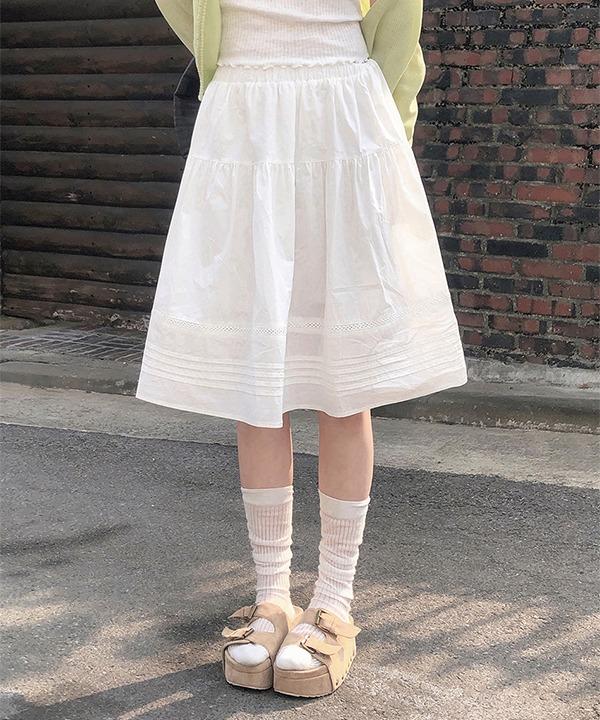 쇼퍼랜드 [기획][여름까지][코디추천🖤] 루에드 핀턱 밴딩 캉캉 미디 스커트