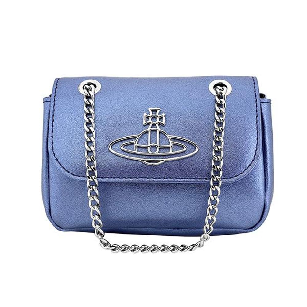 Vivienne Westwood 비비안 웨스트우드 펄 레더 ORB small pruse 로고 숄더백 퍼플 52020069 L0038 J401