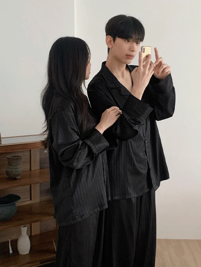 [A.made] 모어댄 실크 긴팔 커플파자마 남녀공용 잠옷세트