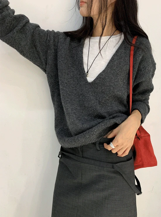 [주문폭주] 마우드 딥 브이 니트 (4 color), 울 10%