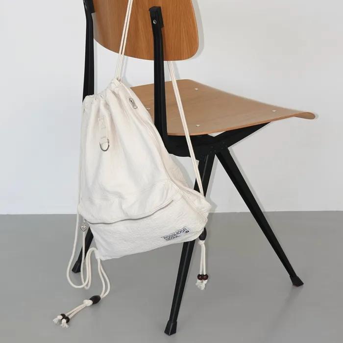 [2차 재입고] Quilted cotton string backpack_ivory