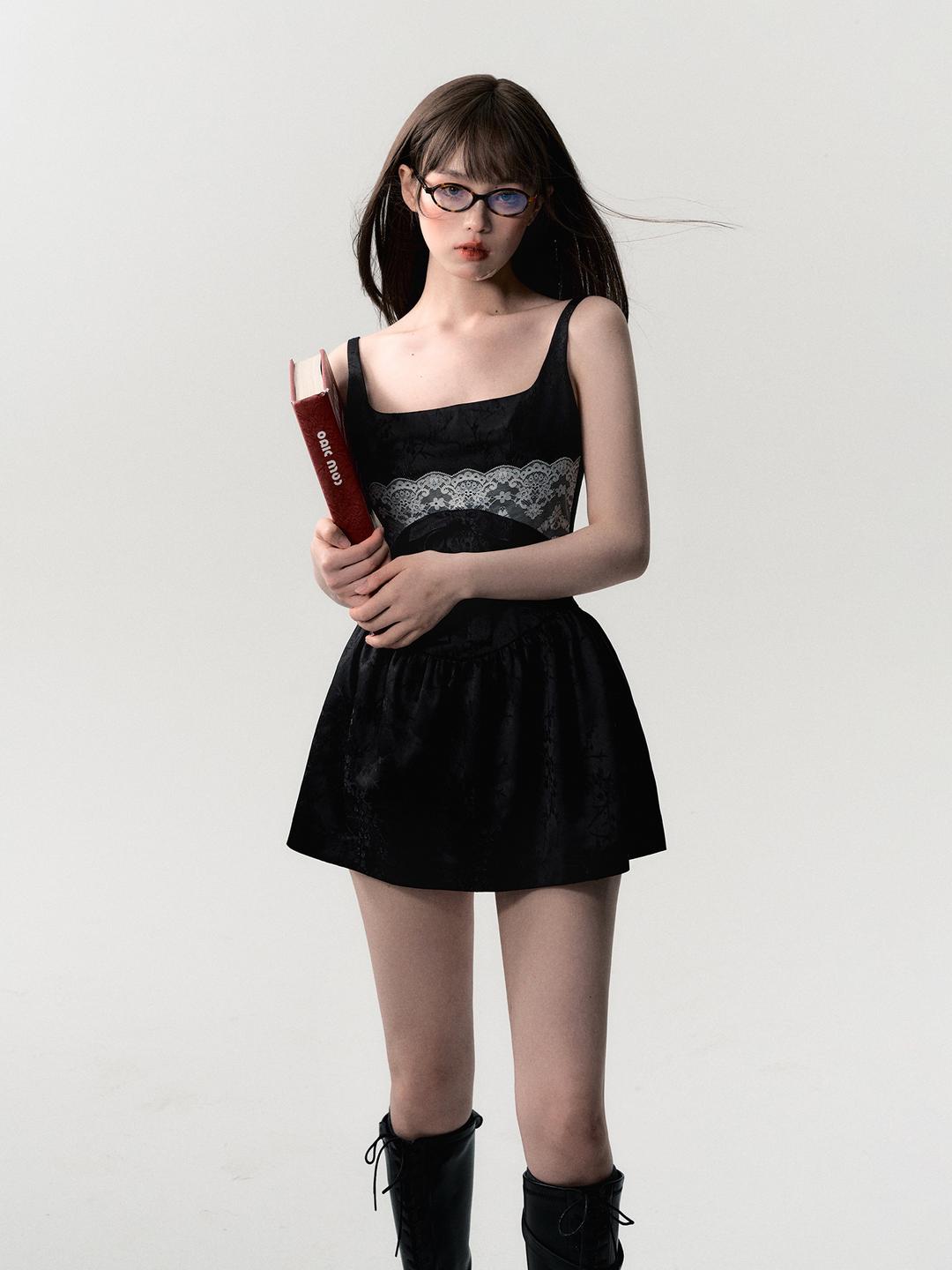 [OAK MOO] "When the Fog Rises\" Jacquard Patchwork Dress