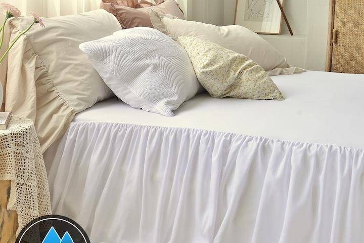 방수원단 오염방지 화이트 프릴 침대스커트 매트리스커버 S/SS/Q/K