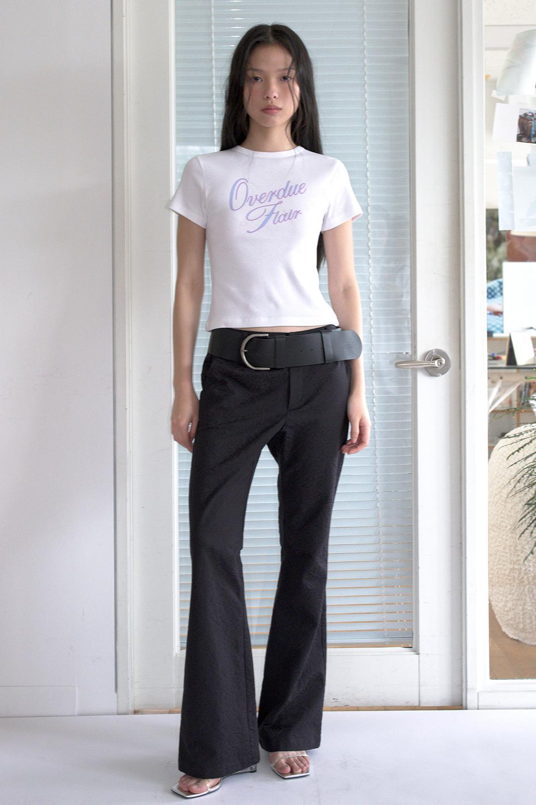 JACQUARD SEMI BOOTCUT PANTS_BLACK ROSE
