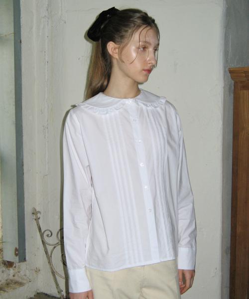 Round Frill Collar Shirt (White)