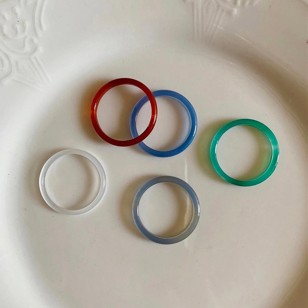 딥 컬러 슬림 천연 원석 마노반지 혼주 한복 쌍 가락지 옥 반지