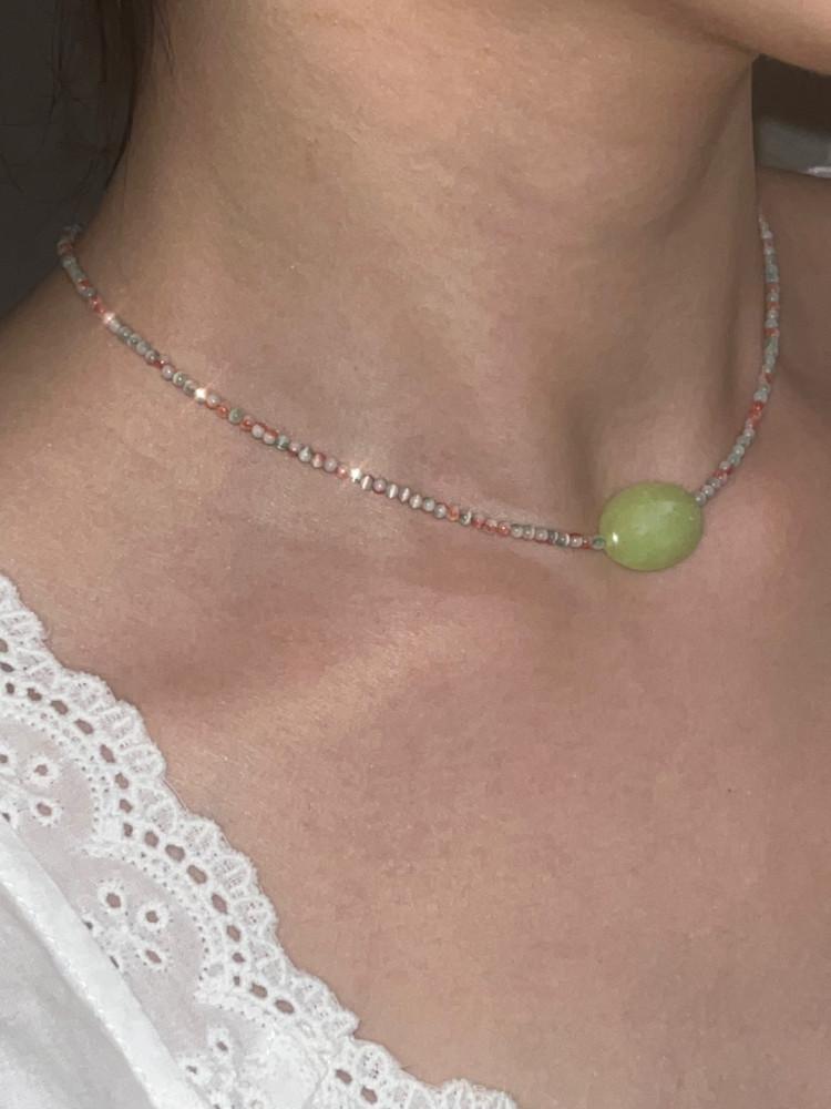 [오프더쉘] 애플포도 올리바인석 목걸이