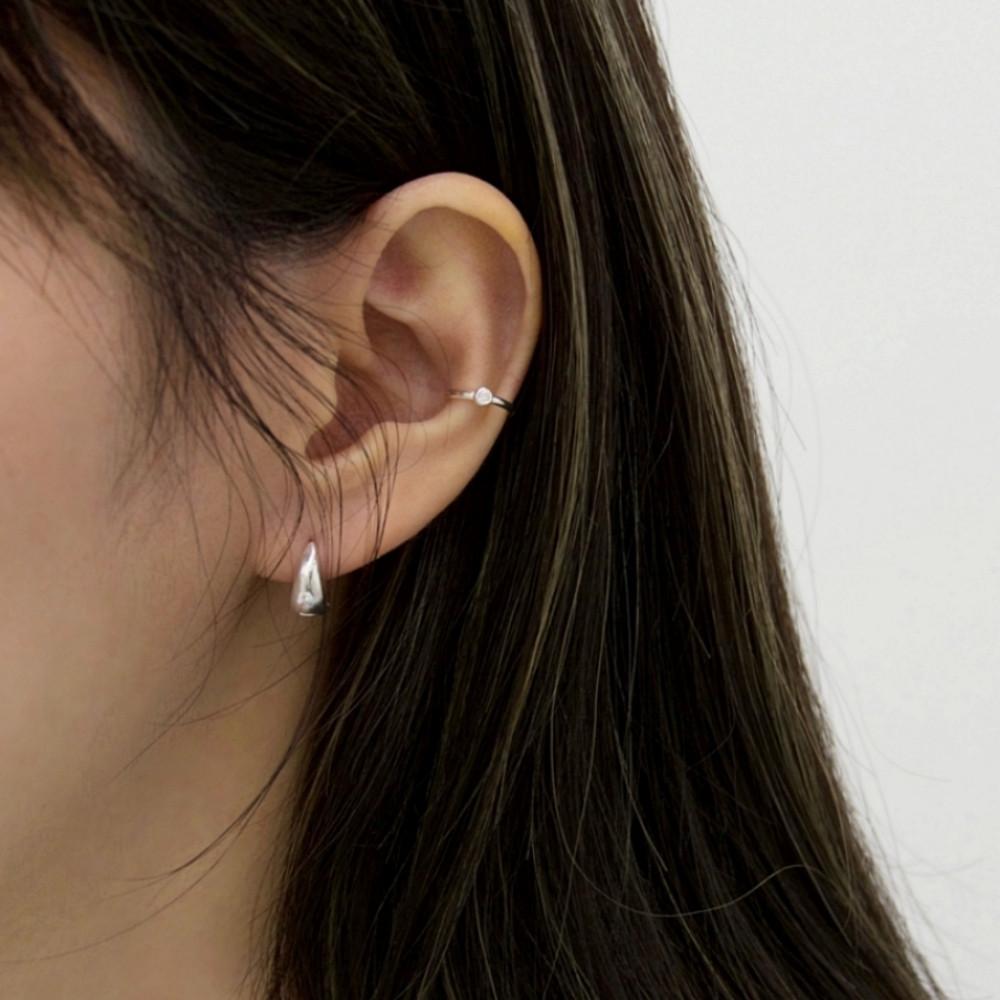 silver925 물방울 원터치 링 귀걸이_M (2 colors)
