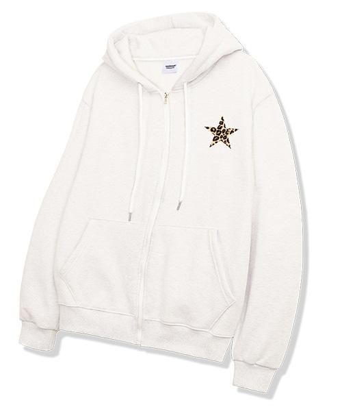 [기모선택] LEOPARD STAR 후드집업 [화이트]