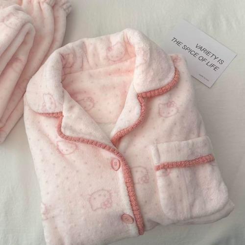 스노우 엔젤 러블리 윈터 키티 세트 홈웨어 수면 잠옷