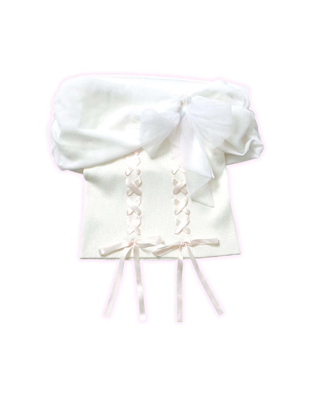Melty tulle off-shoulder トップス - WHITE / M