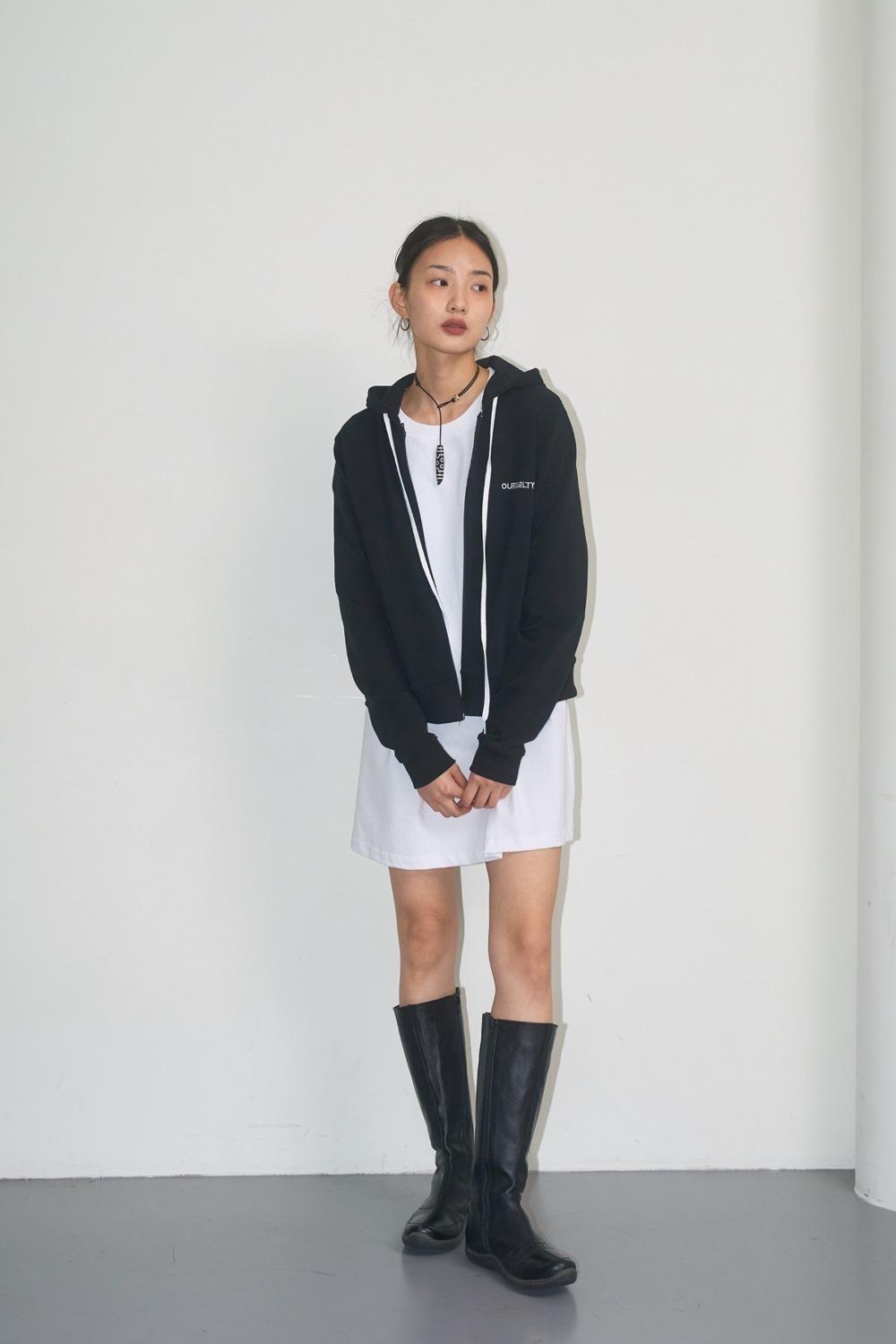 Minimal Hood Zip-up / Black