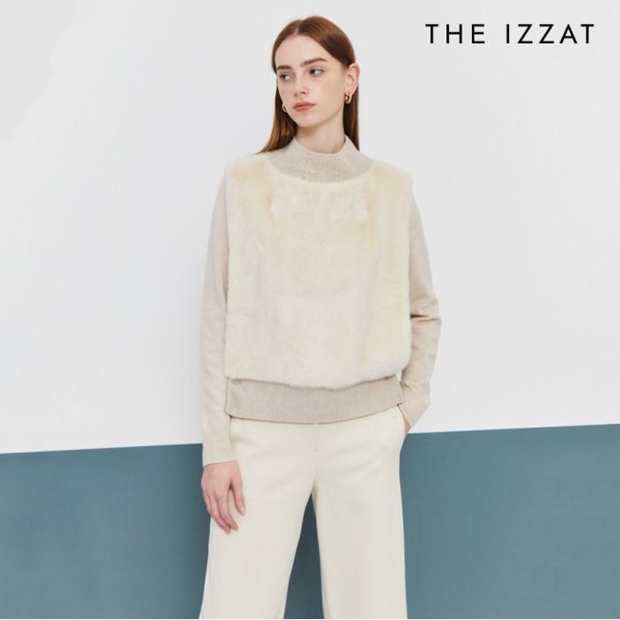 (더아이잗) 밍크 배색 하프넥 울 베스트 INBA1VT21