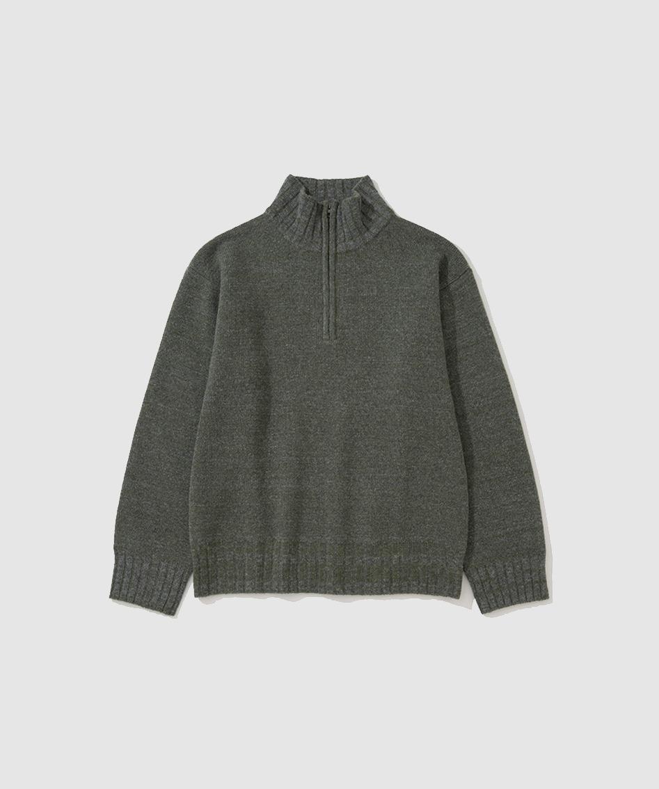 (9/21 OPEN) 612 LAMBSWOOL TWEED HALF ZIP-UP SWEATER