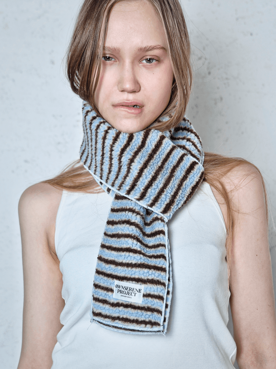 Candy Pop Stripe Muffler_Brown Blue