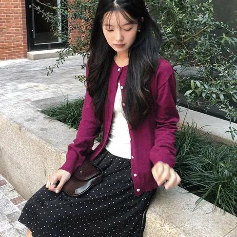 [빈티지🍂] 바이올렛 히든 버튼 가디건 (5color)