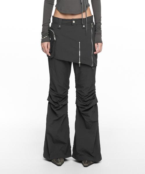 BOOTS CUT SKIRT PANTS (UNISEX) CHARCOAL