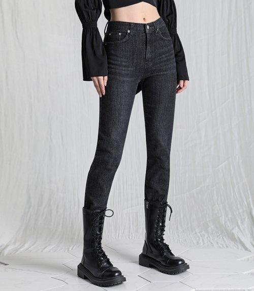 Straight Span Denim Pants BLACK