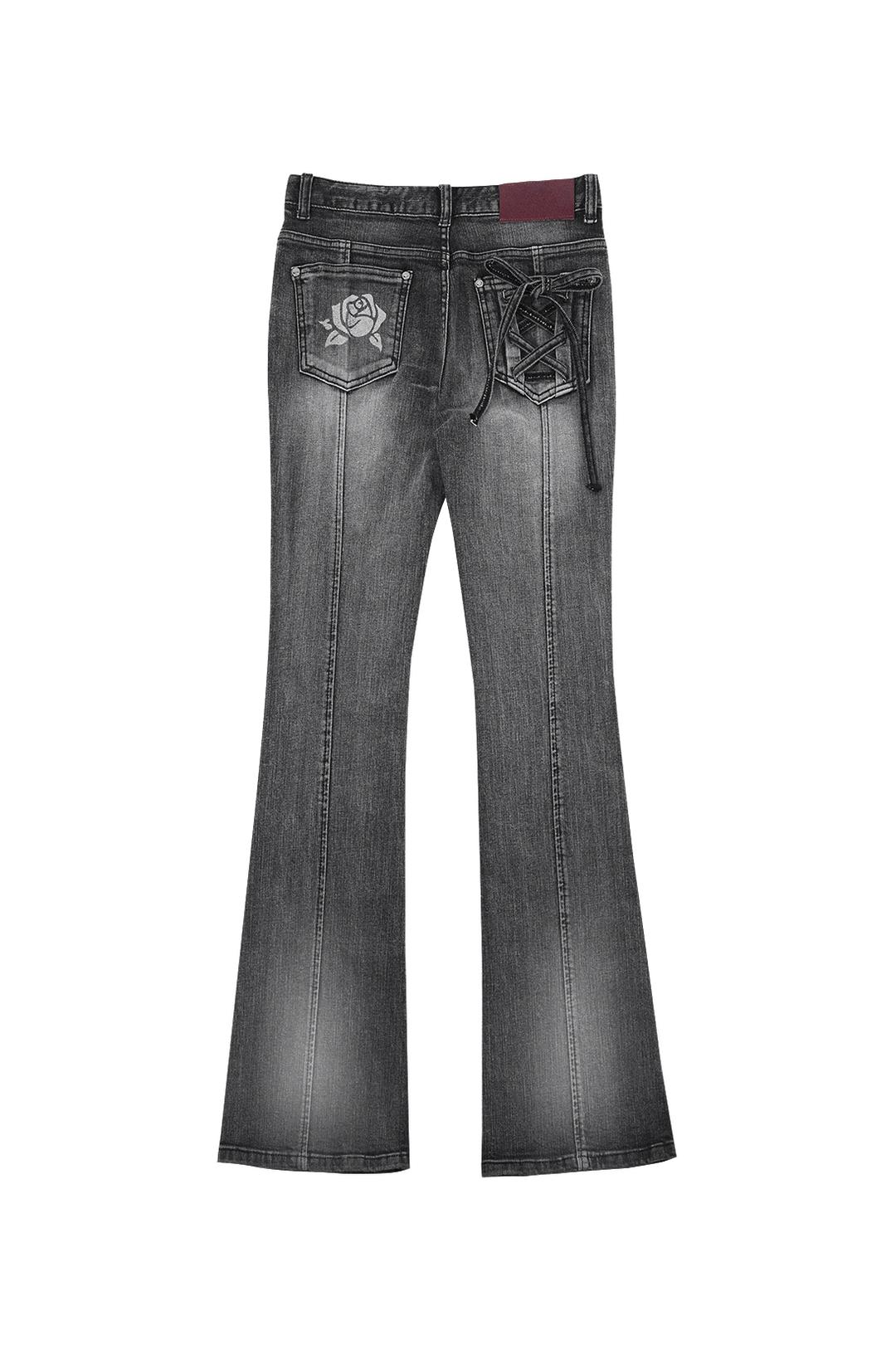 [아이브 원영 착용/5차재입고/(M)3.5출고]ROSE BOOTS CUT DENIM # BLACK - 달링유어배드
