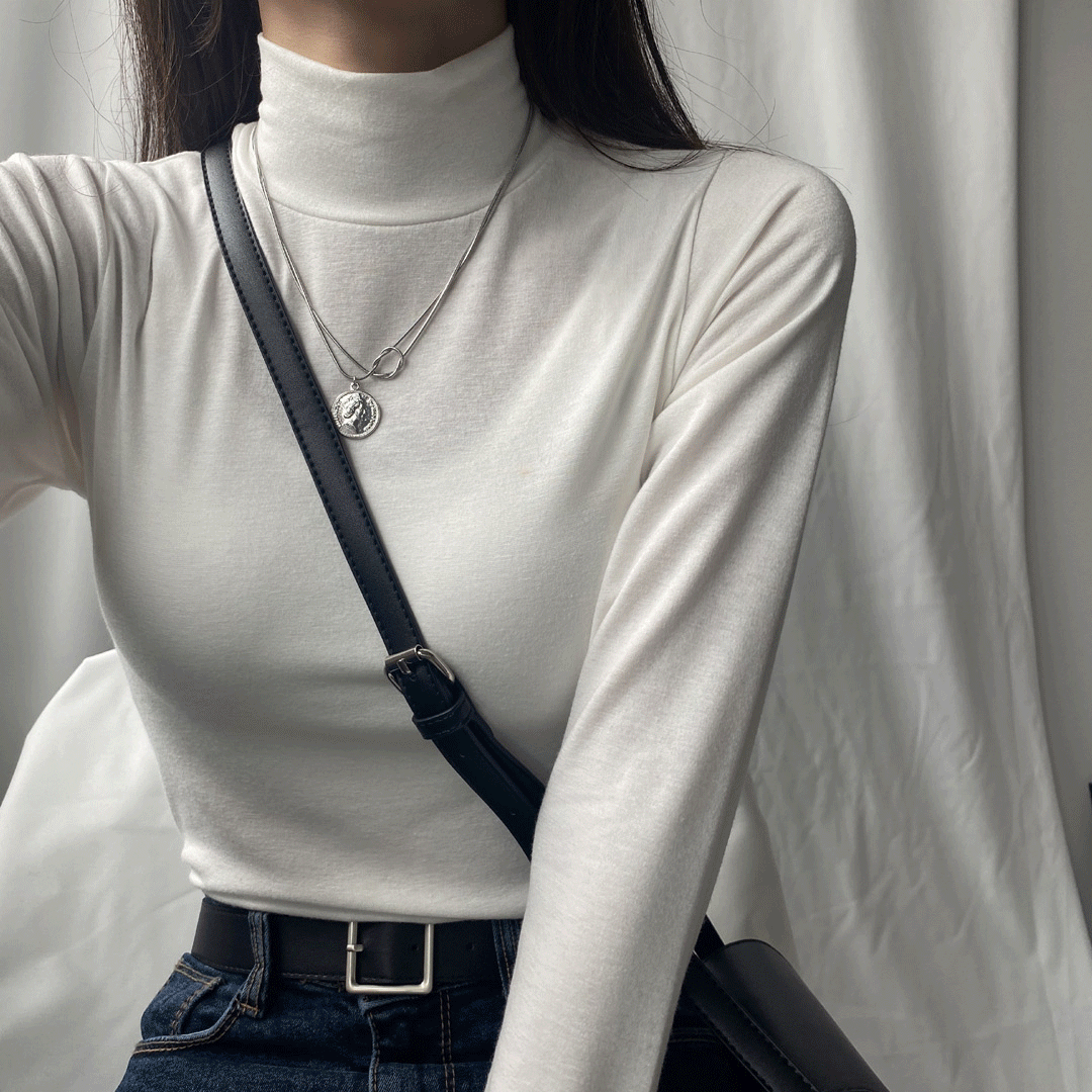 [신축성짱] 데일리이너반목티 슬림 여리 반목폴라 티셔츠 3color