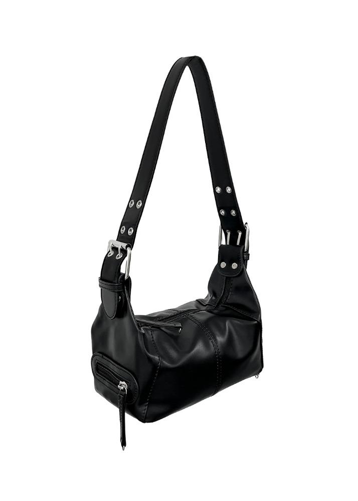 no.247 black punching shoulder bag