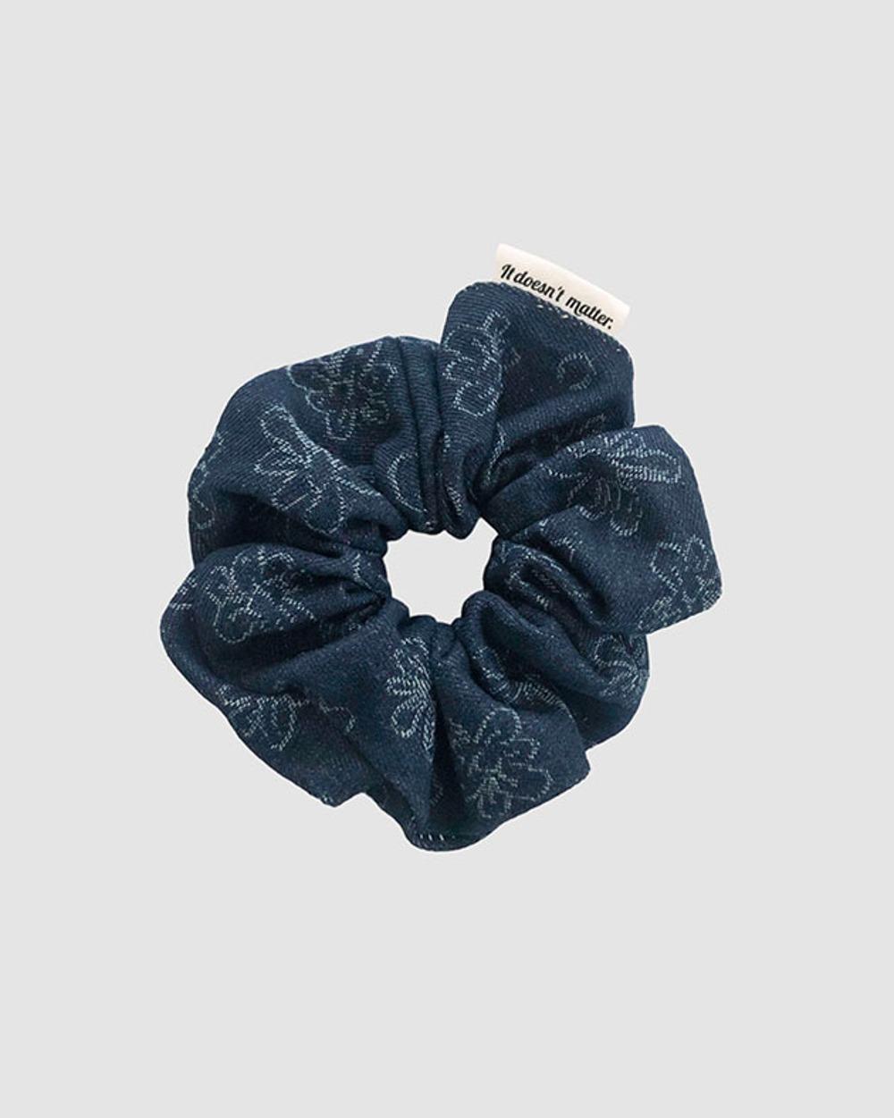 Flower Denim Scrunchie (Blue)