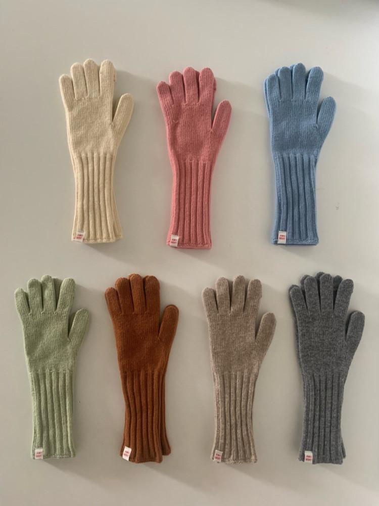 [일부당일] /재진행/ 아미먼트 스노우 핑거홀 글러브 7color 캐시 니트 긴장갑