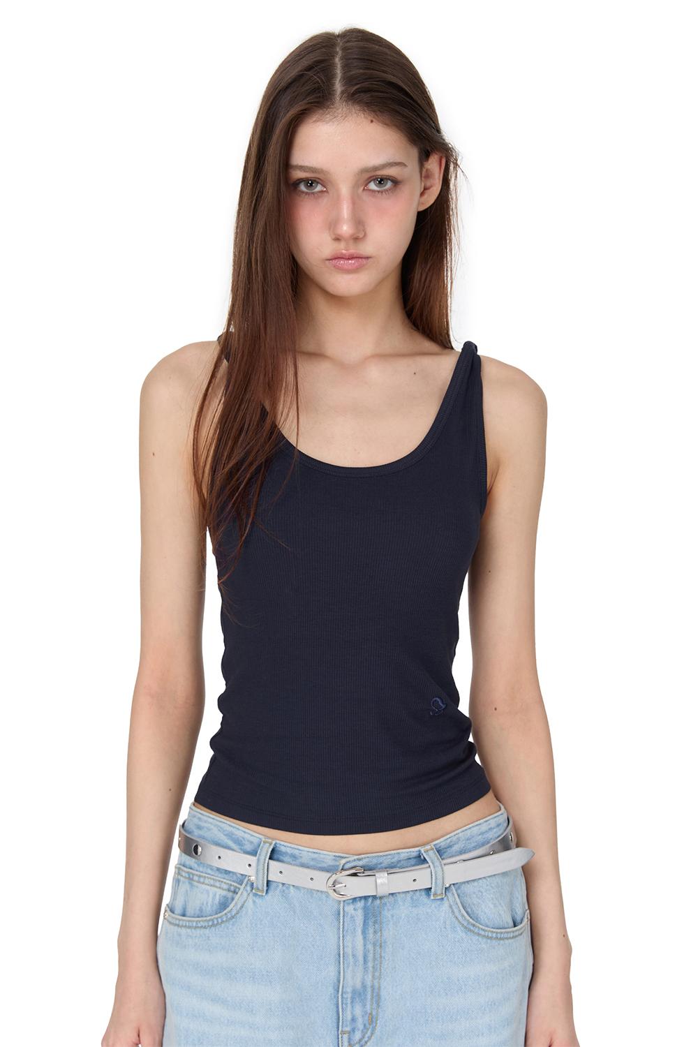 Shoulder Twist Sleeveless Top, NAVY