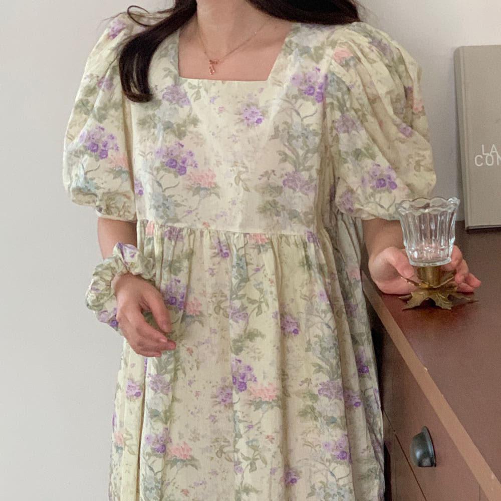 로즈니 반팔 원피스 파자마 여름 빈티지 플라워 꽃 우정 파티 선물 잠옷