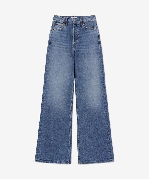 90S 하이 라이즈 와이드 데님 팬츠 - 블루 / 16303WUHRSWLINDST