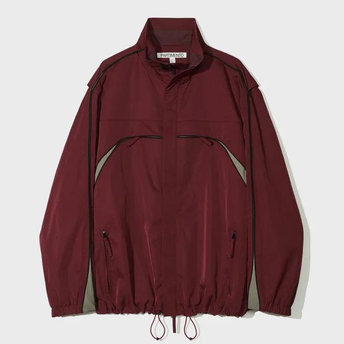 Color Block Sports Windbreaker Burgundy