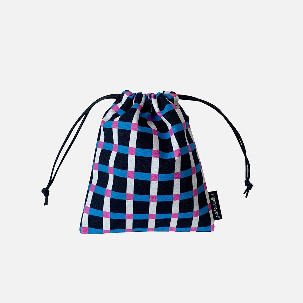 CHECK PINK STRING POUCH R