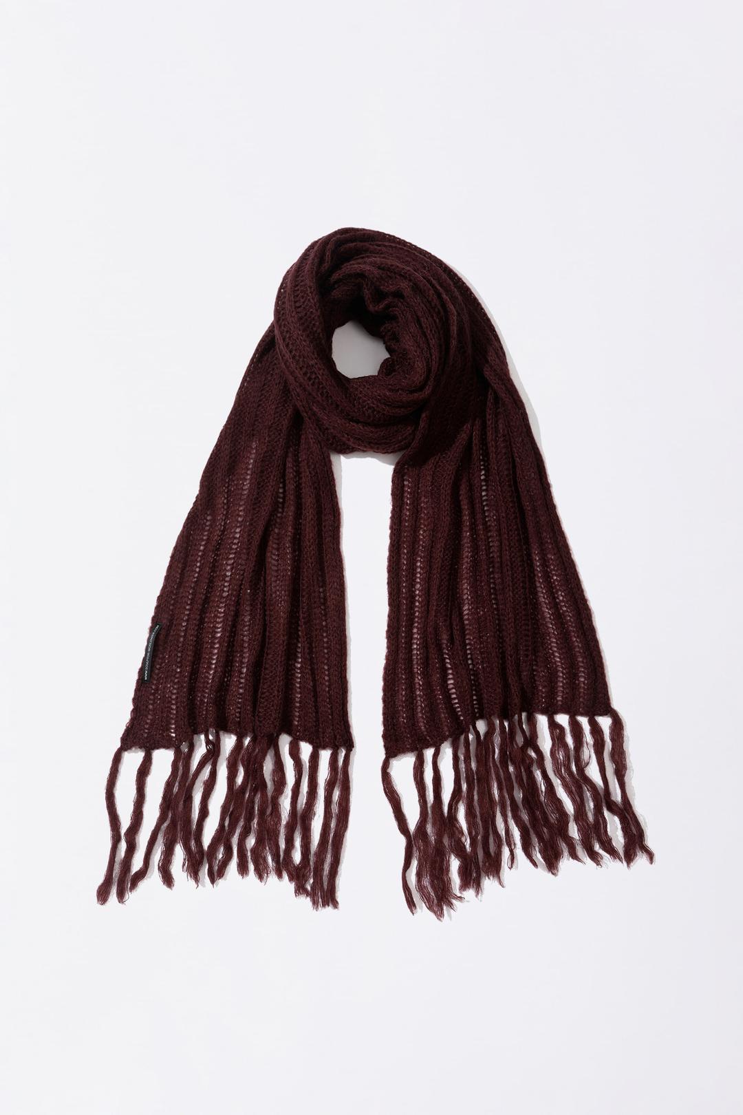 Fluffy Fringe Scarf Wine