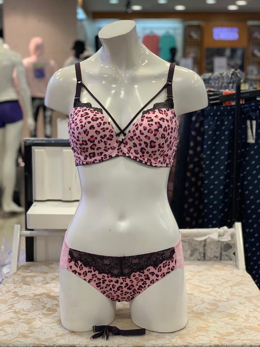 보디가드 (예스) 레오파드(핑크) 아웃밴드 브라 (레이스) 팬티세트 YSWBX501