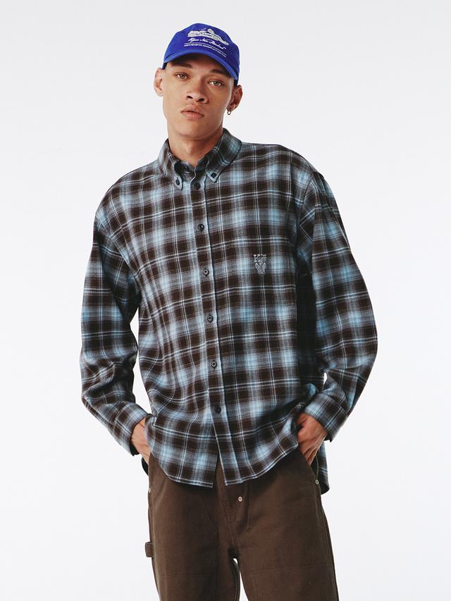 Royal Flannel Shirt Sky Blue Brown