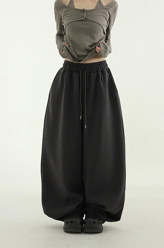 snap button cotton balloon banding pants (unisex)