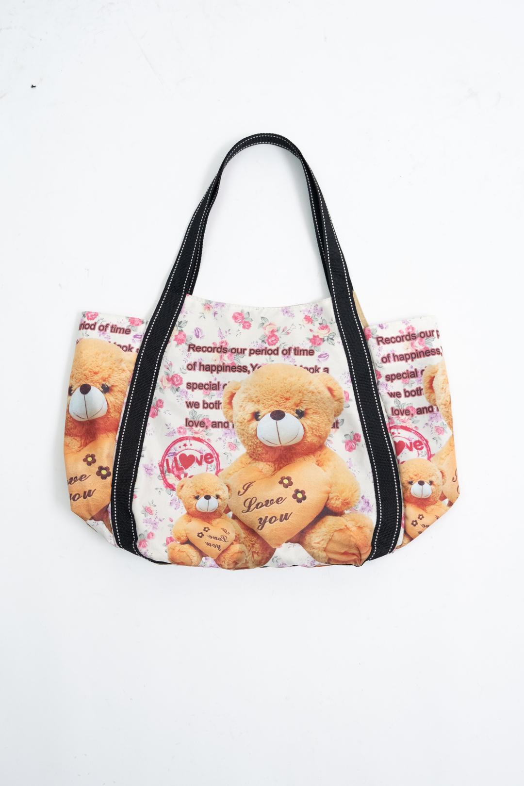Teddy bear black fabric bag