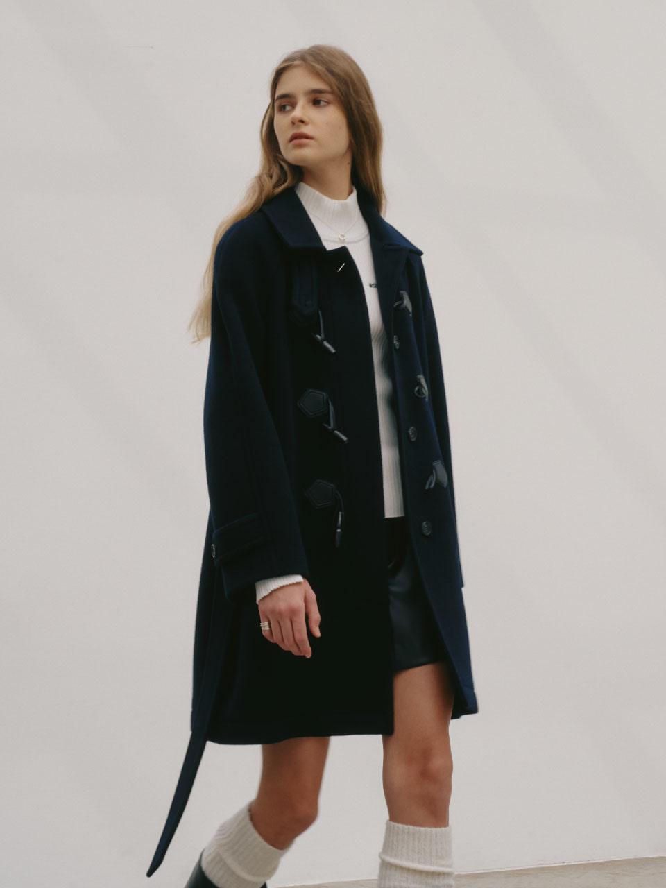 [REFURB] BARCELONA Cashmere Mac Toggle Wool Half Coat_Royal Navy