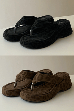 히프나틱 로드오 레오파드 플랫폼 쪼리[5.5CM]