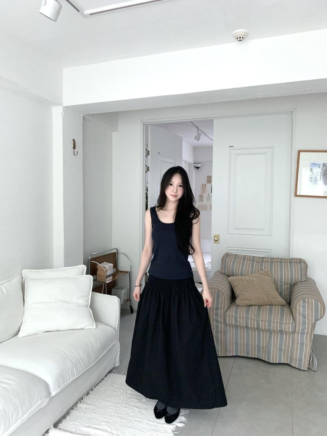프릴리 DL. Cotton Shirring Long Skirt