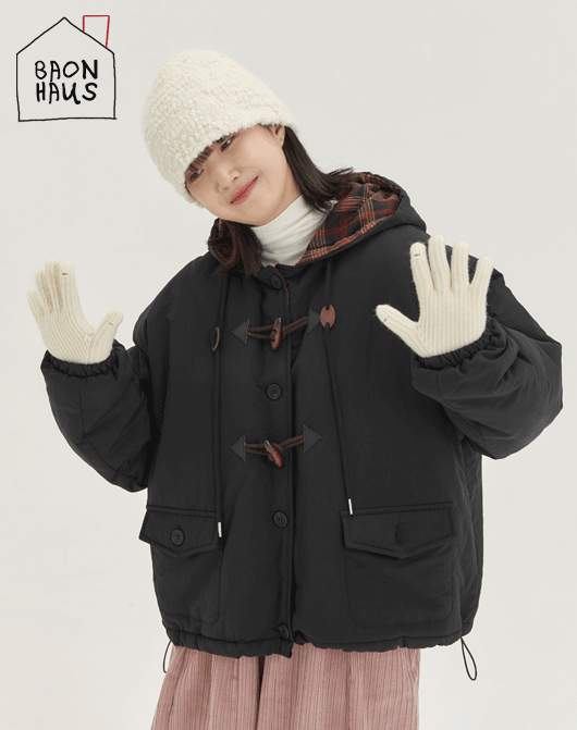 [2천장돌파][BAONHAUS] 혼프리 체크 더플 후드 패딩 점퍼 (2color)