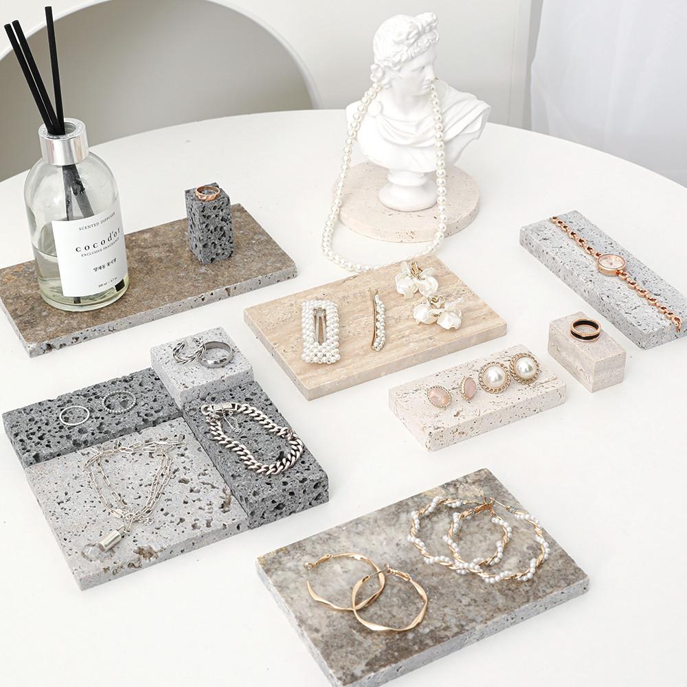 촬영 소품 스톤 오브제 대리석 트레이 차키 열쇠 감성 인테리어 베이지 STONE-001
