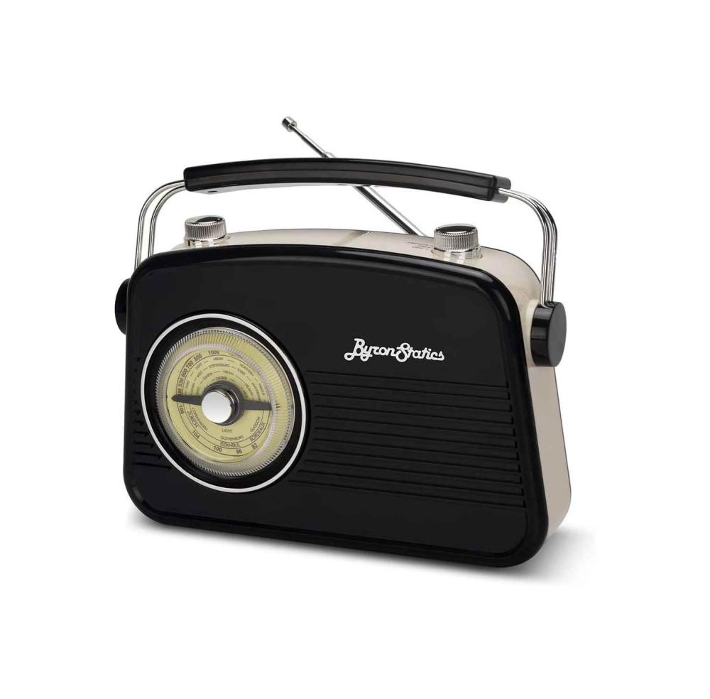 Byron Statics 휴대용 라디오 AM FM 내장 스피커 빈티지 레트로 라디오
