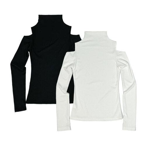 어깨 파임 폴라 티셔츠