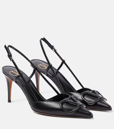 VLogo 80 레더 슬링백 펌프스