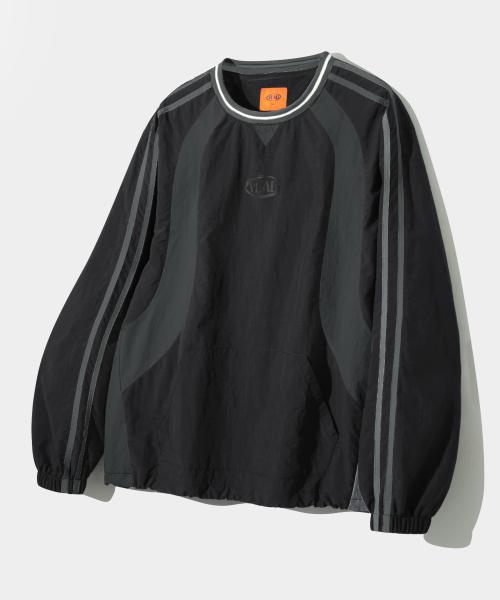 VLAD 배색 스몰 로고 나일론 맨투맨_블랙