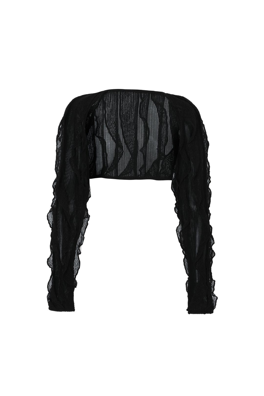 FRILL BOLERO CROP CARDIGAN [BLACK]