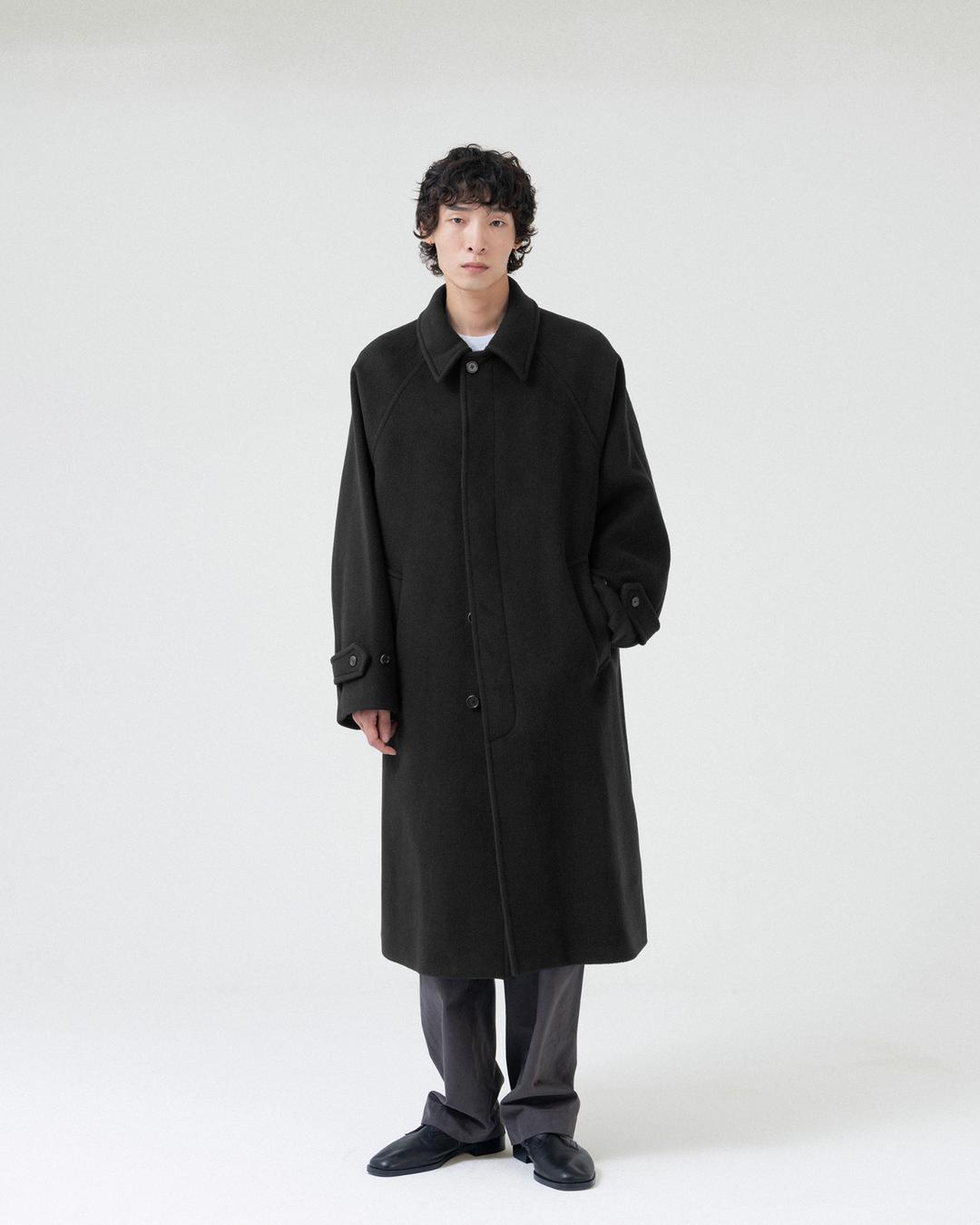 Balmacaan Coat, Washed Black