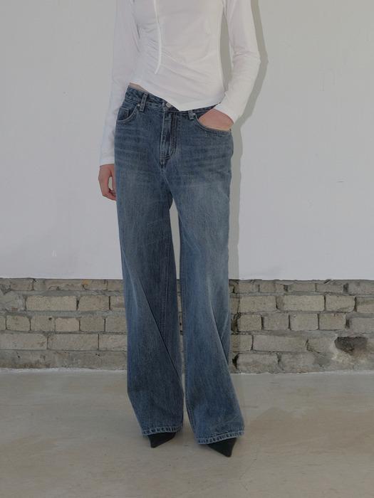 Straight Denim Pants, Blue