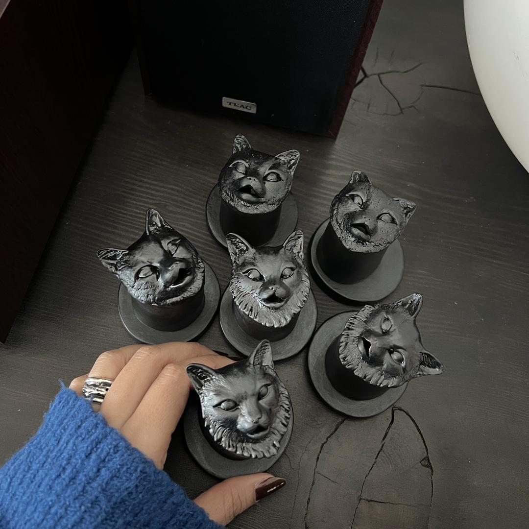 무타 캣 스모커 매트 블랙 (2가지 디자인), 고양이 인센스콘 홀더